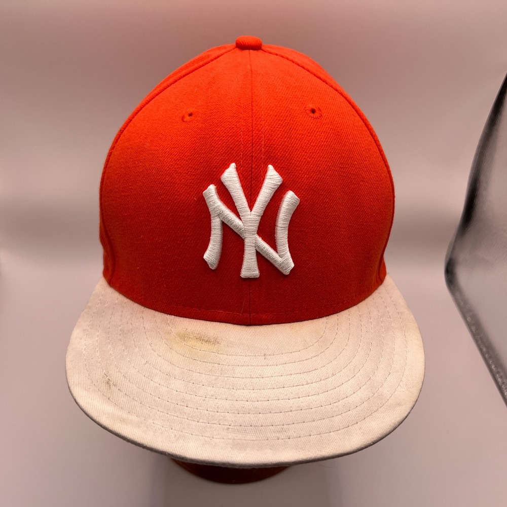 New Era 59FIFTY New York Yankees MLB Fitted Hat Orange White 7 1/2 Cap